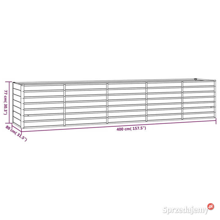 Podwyższona donica rdzawa 400x80x77 stal Warszawa