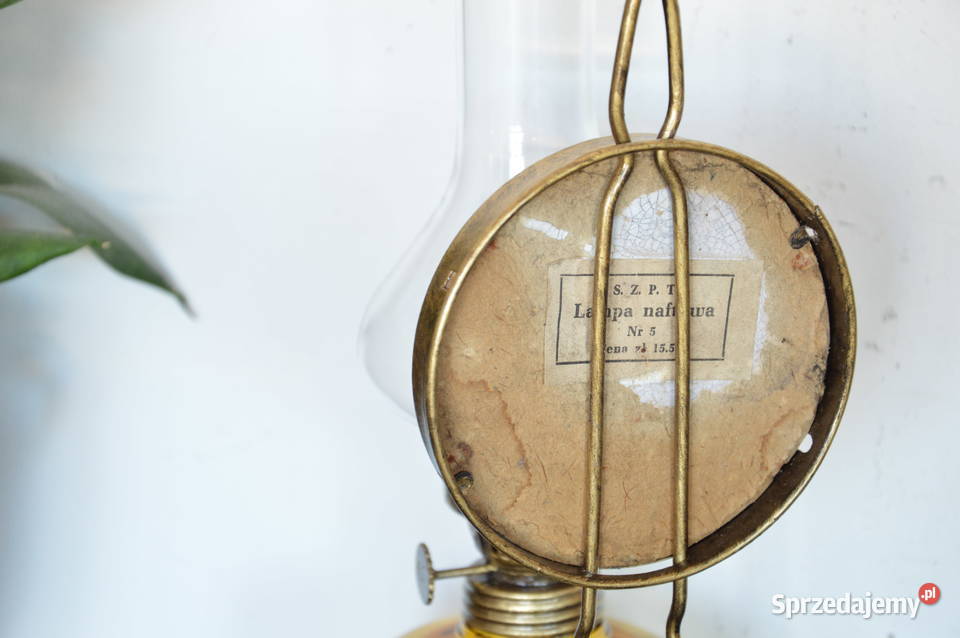 nasza polska szklana LAMPA NAFTOWA z lusterkiem śląskie Jastrzębie-Zdrój