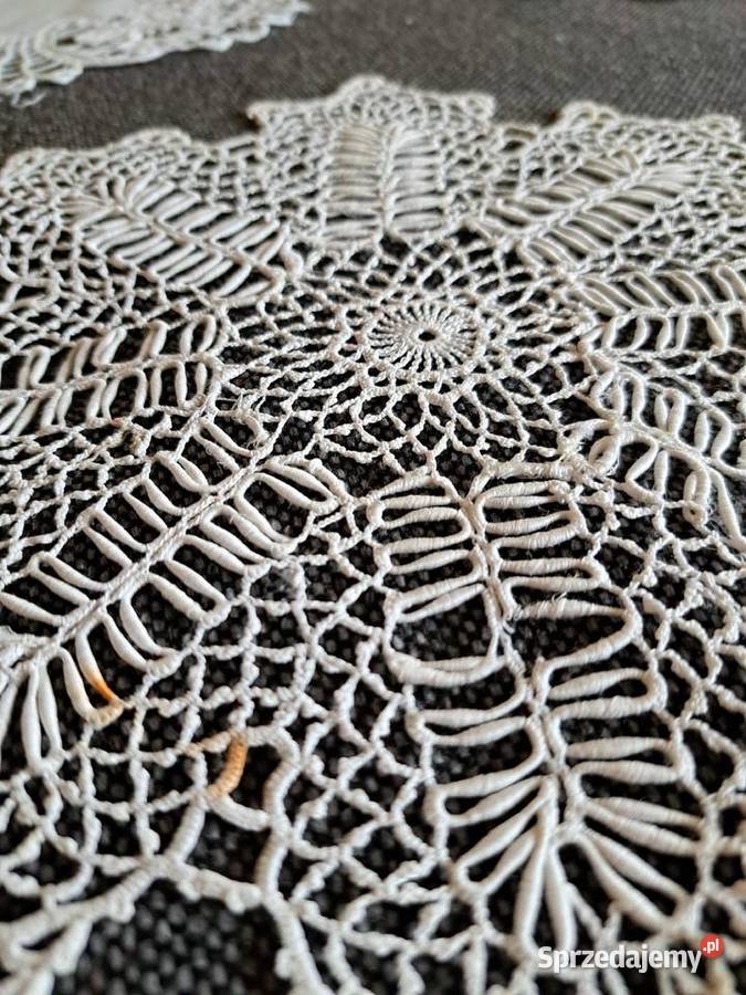 Stara mała bawełniana serwetka gwiazdka szydełko Łódź