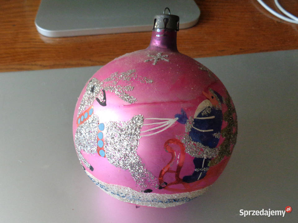 3 stare bombki z mikołajem lata 70te Brzeg