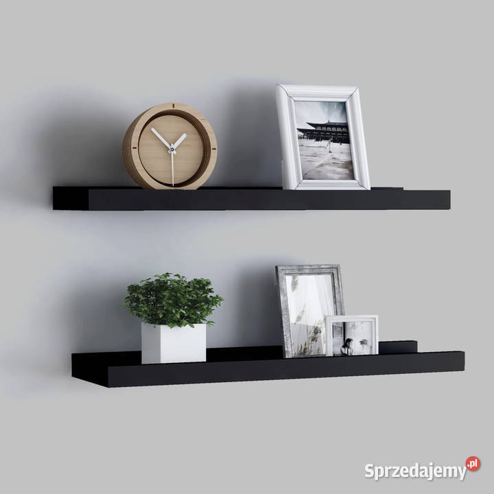 Półki ścienne na zdjęcia 2 czarne 60x9x3 MDF
