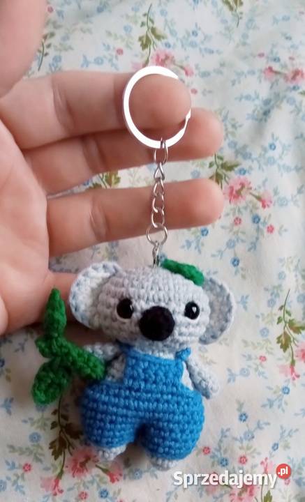 Miś koala wykonany na szydełku brelok zawieszka Łask