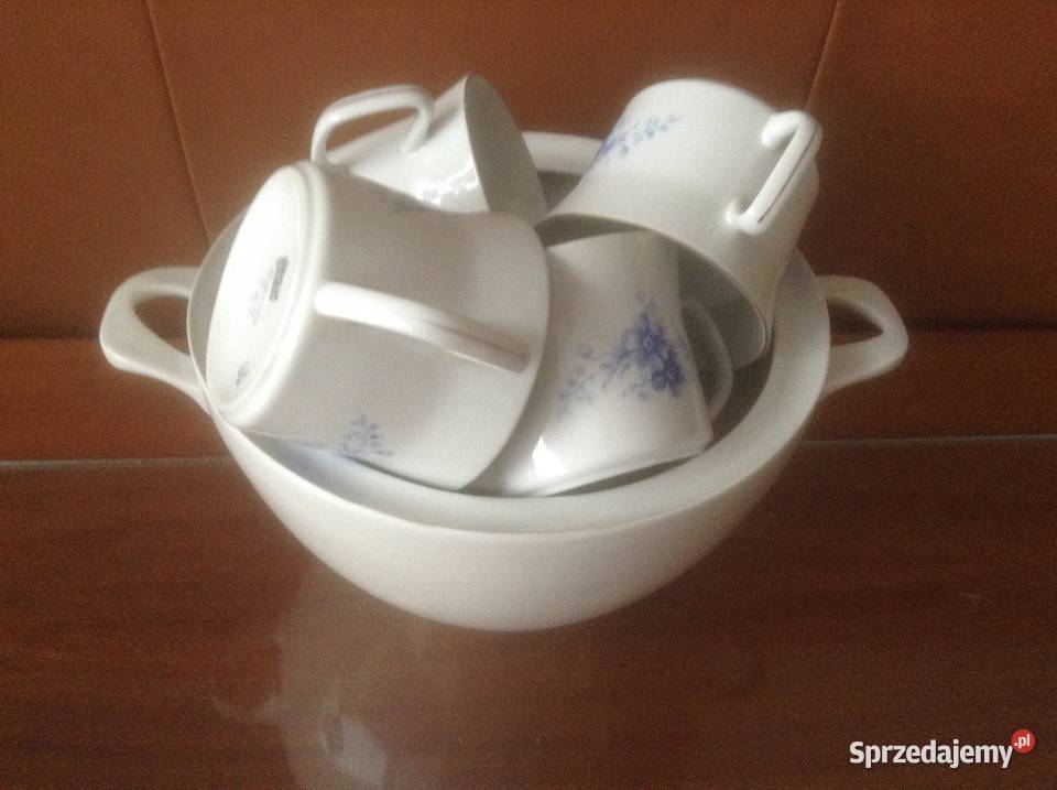 Zestaw porcelanowy waza CHODZIEŻ 6 bulionówek Opole