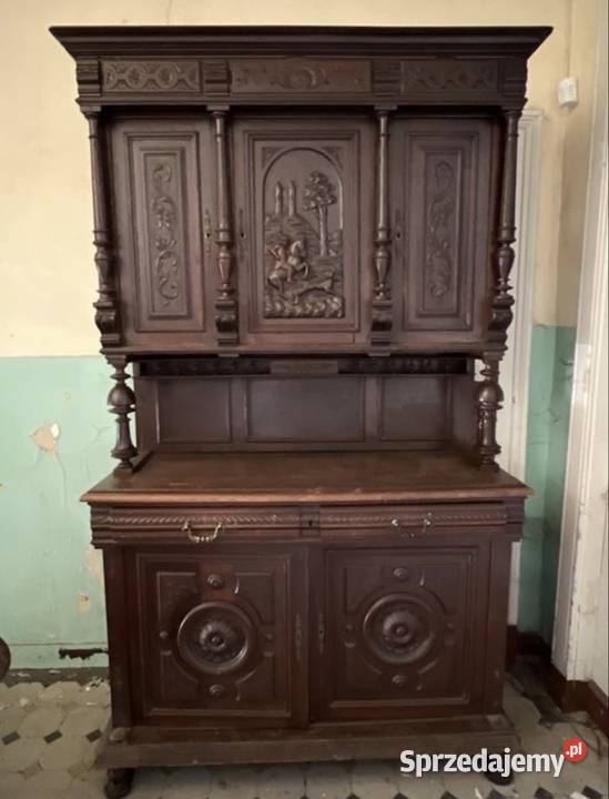 Stary drewniany rzeźbiony kredens do małej Długopole-Zdrój sprzedam