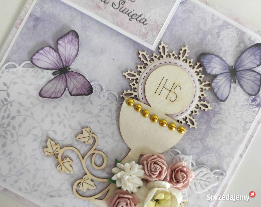 Kartka ręcznie robiona na Komunię Świętą w Łódź