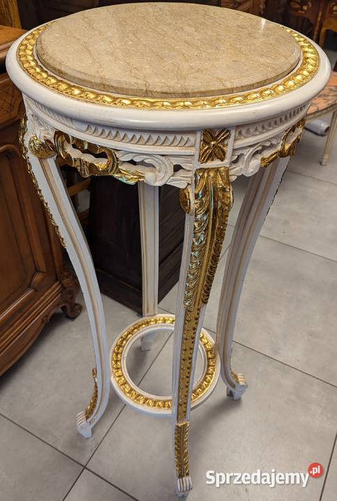 Piękny wysoki stolikkwietnik ecru złoconywys111 Dąbrowa Górnicza