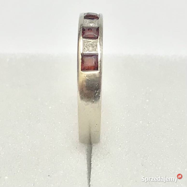PIERŚCIONEK 585 14K kamienie RUBINY białe ZŁOTO Warszawa sprzedam