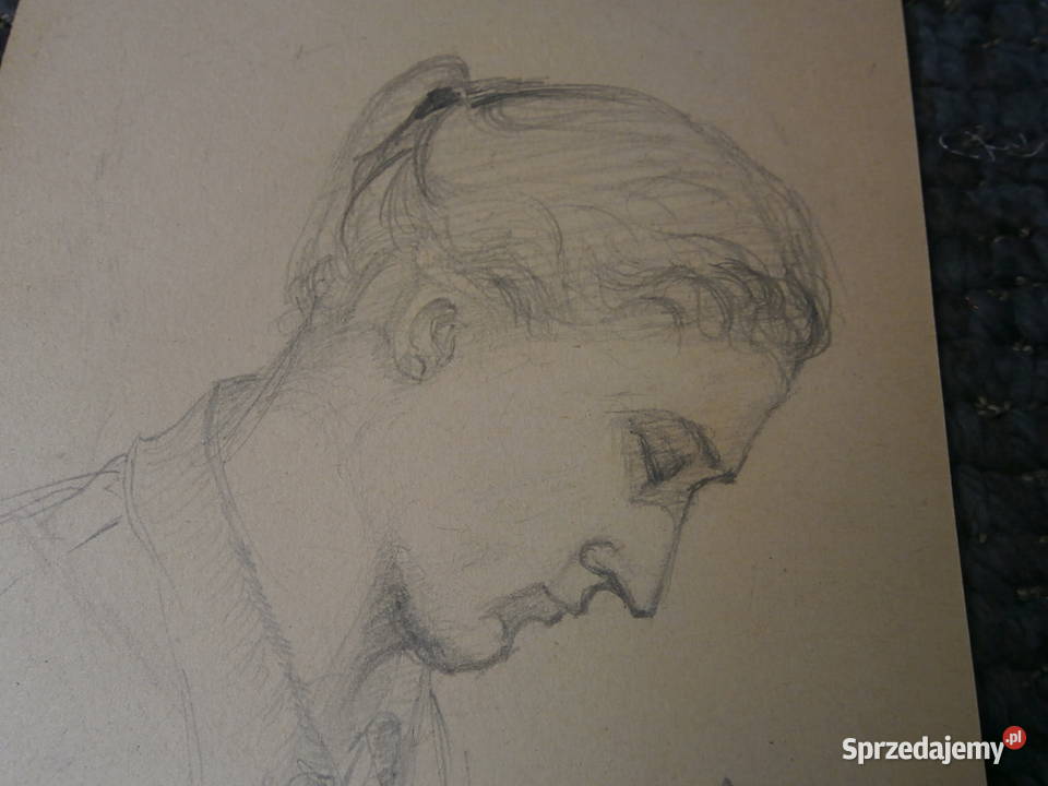 Szkic ołówkiem Kobieta sygnowany ładny stan Łódź