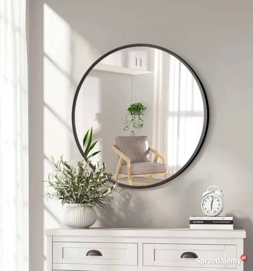 Piękne Kryształowe Lustro HD okrągłe lusterko czarny Poraj