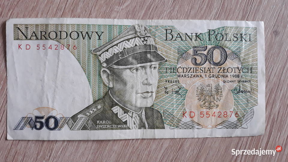 50 złotych 1 XII 1988 r seria KD 2 wielkopolskie Konin