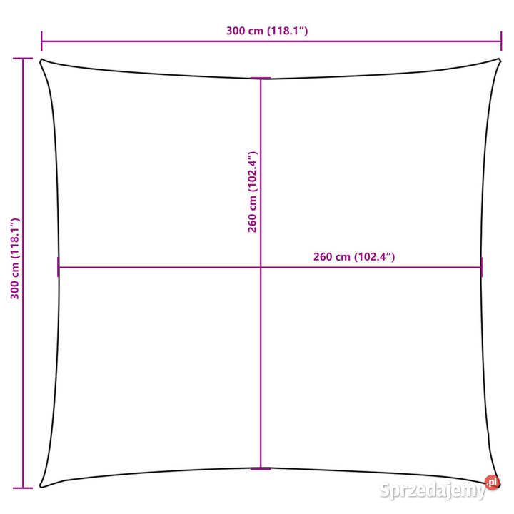 Kwadratowy żagiel ogrodowy tkanina Oxford 3x3 m Warszawa
