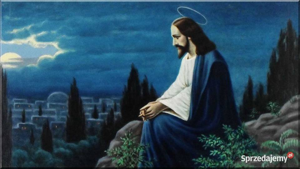 Obraz religijny olejny ręcznie malowany duży Nowy Sącz sprzedam