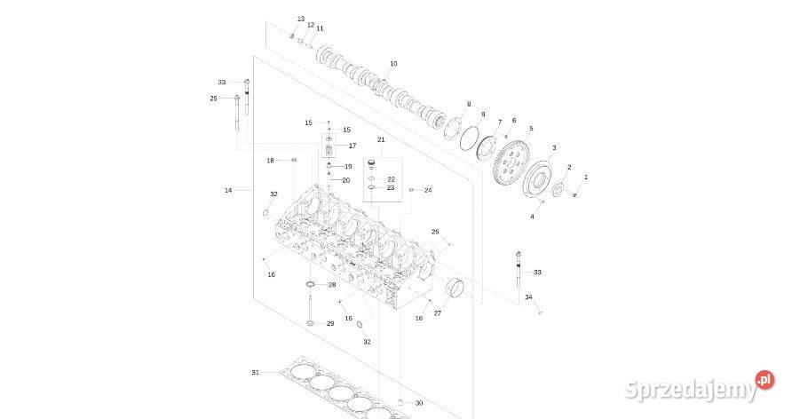 John Deere 9470RX Wałek rozrządu R534321 Silnik Jastrzębniki