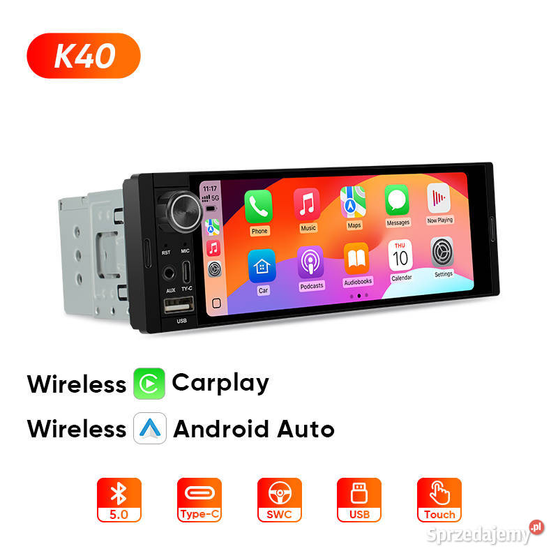 Radio Ainavi 636 IPS 1Din Bezprzewodowy CarPlay Mińsk Mazowiecki