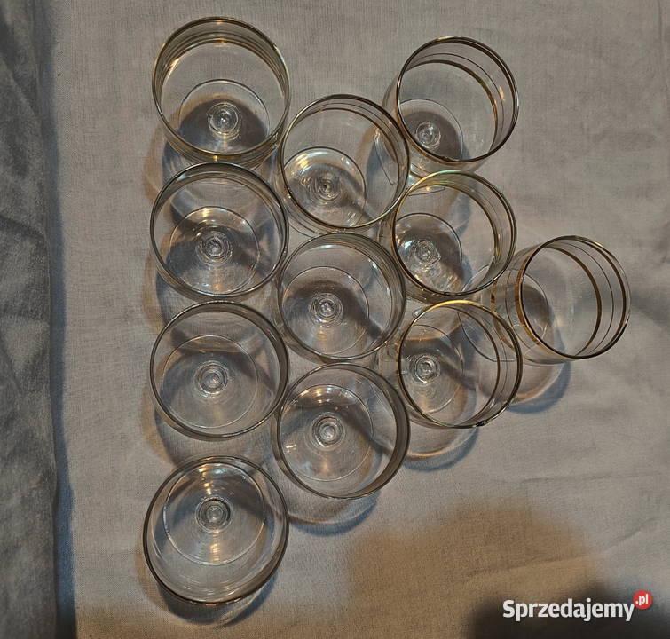 Vintage Kieliszki ze złotymi paskami 55 11 PRL lubelskie Lublin