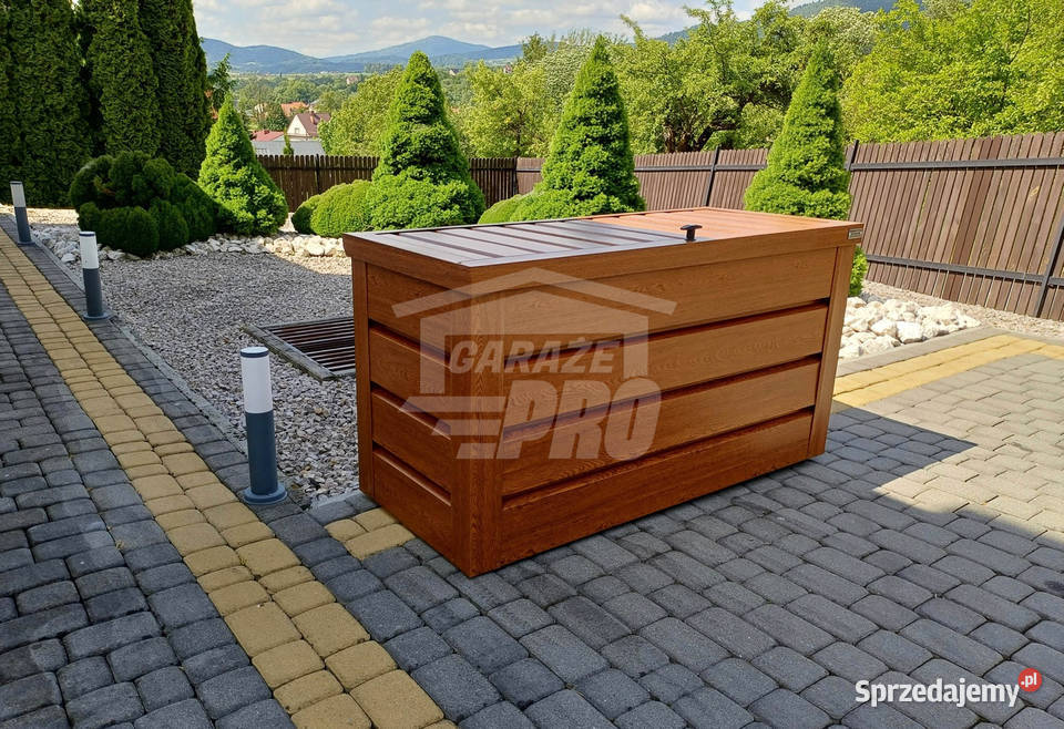 Skrzynia ogrodowa metalowa kufer 150x60x70 złoty Czersk
