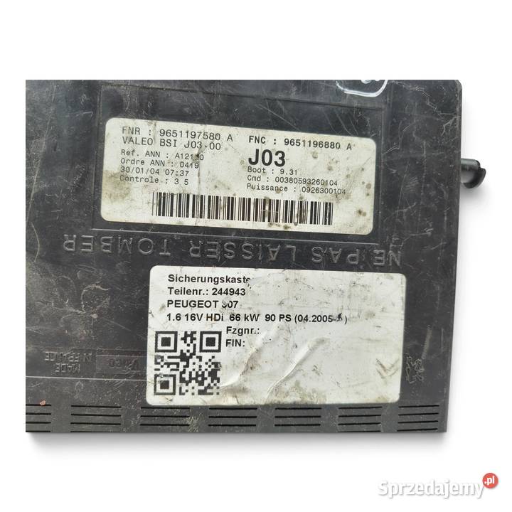 SKRZYNKA BEZPIECZNIKÓW BSI Peugeot 307