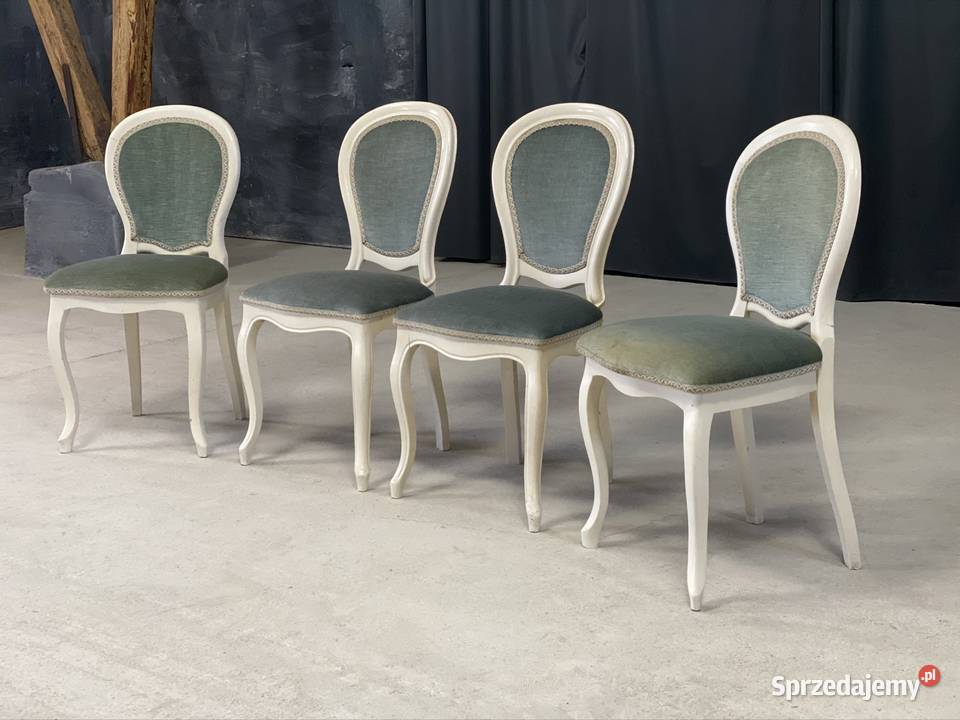 Komplet 4 krzeseł ludwik prowansalskie vintage