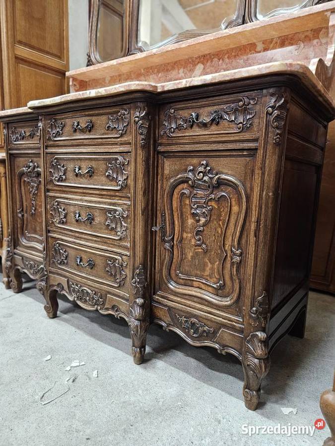 Rzeźbiona Francuska toaletka Rocaille z marmurem Nowy Sącz