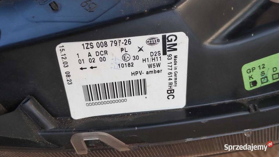 Lampa Przód Prawa Bi Xenon Skrętny Opel Vectra C