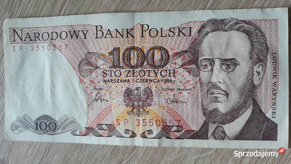 100 złotych 1VI1986 seria SP wielkopolskie Konin