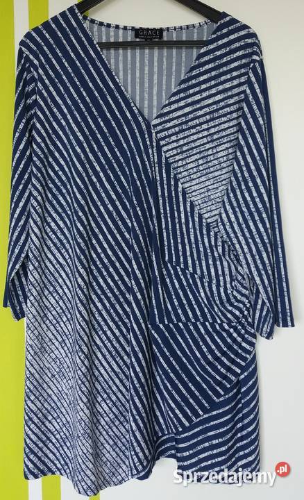 XXXL5658 Nienoszona granatowo biała tunika Grace Gliwice