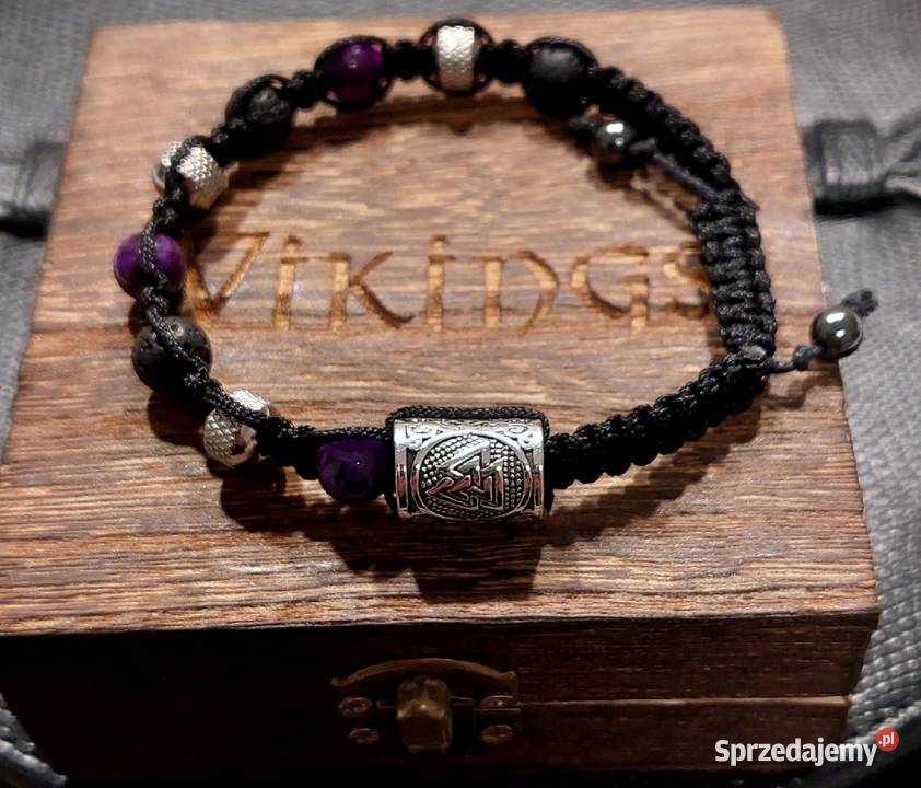 BRANSOLETKA STAL AMETYST LAWA RUNA PUDEŁKO Poraj