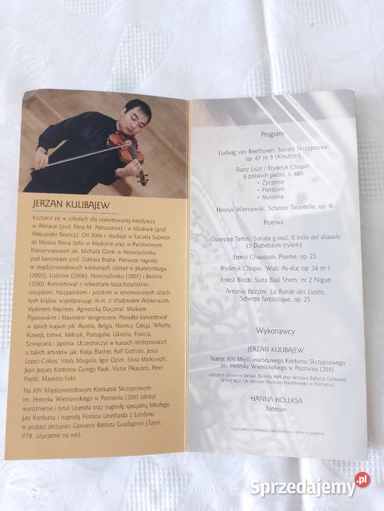 Program z AUTOGRAFEM Jerżan Kulibajew skrzypek z Poznań