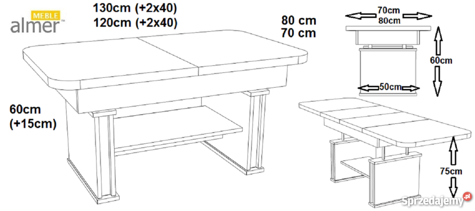 Ławostół L15 POŁYSK podnoszony rozkładany Stoły, krzesła, biurka Radomsko sprzedam