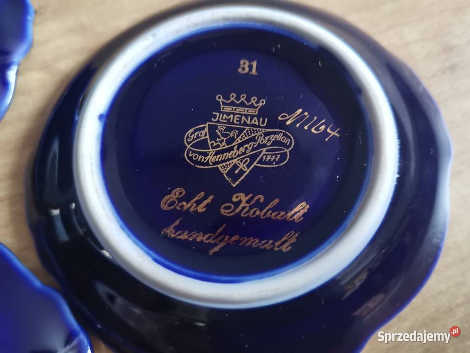 Stara kobaltowa porcelana Ilmenau 4 złocone Siemianowice Śląskie
