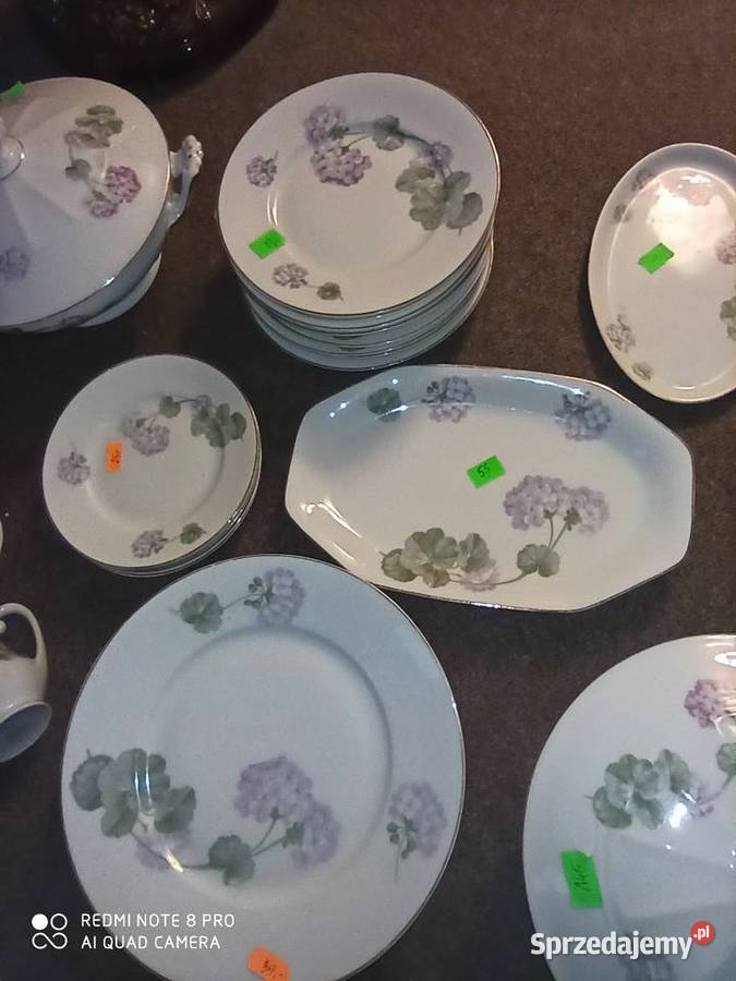 serwis obiadowy Z kwiatem hortensji Porcelana i szkło Gdynia