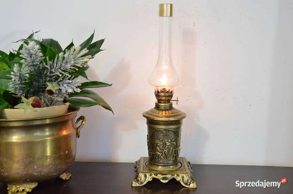 piękna cynowa LAMPA NAFTOWA stara