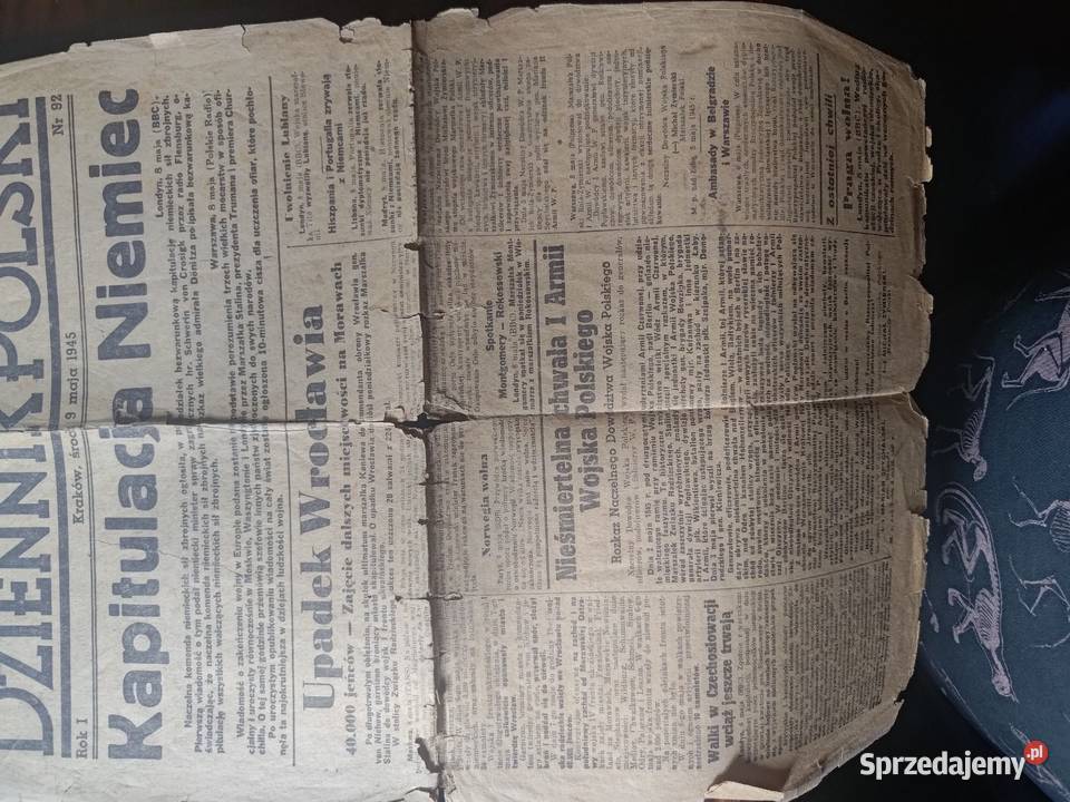 Unikat Dziennik Polski 9 maja 1945 r KAPITULACJA
