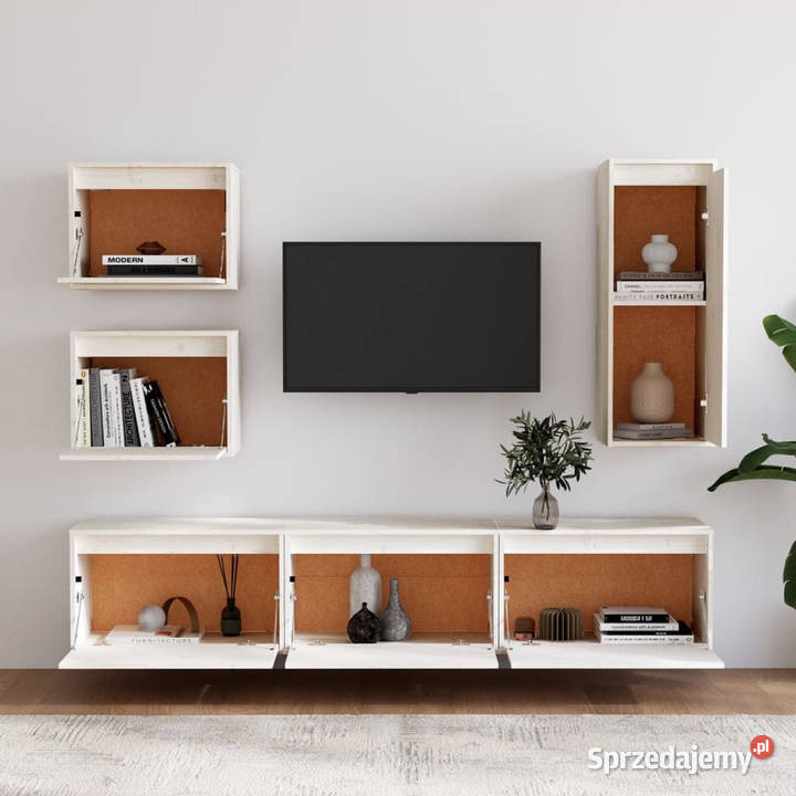 Szafki pod TV 6 białe lite drewno sosnowe RTV mazowieckie Warszawa sprzedam