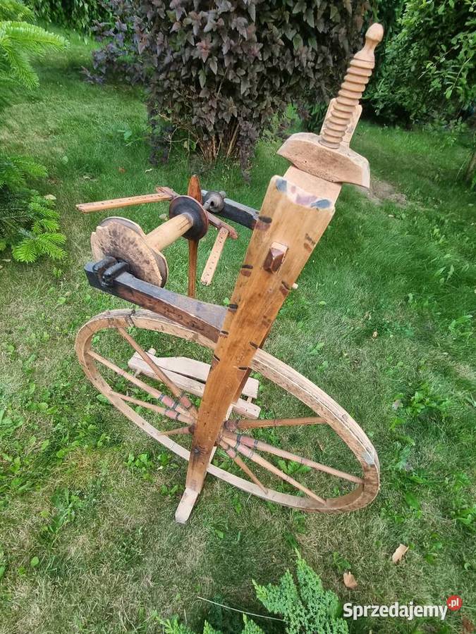 Stare drewniane koło prządki ok 10070 dekoracja śląskie Radzionków