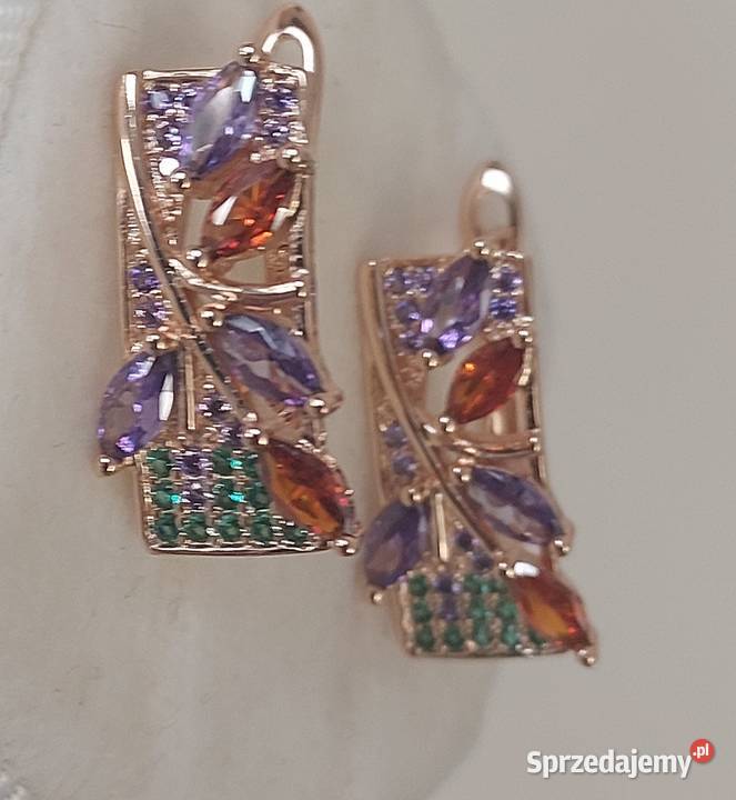 Kolczyki kolorowe Różowe Złoto 585 Gliwice