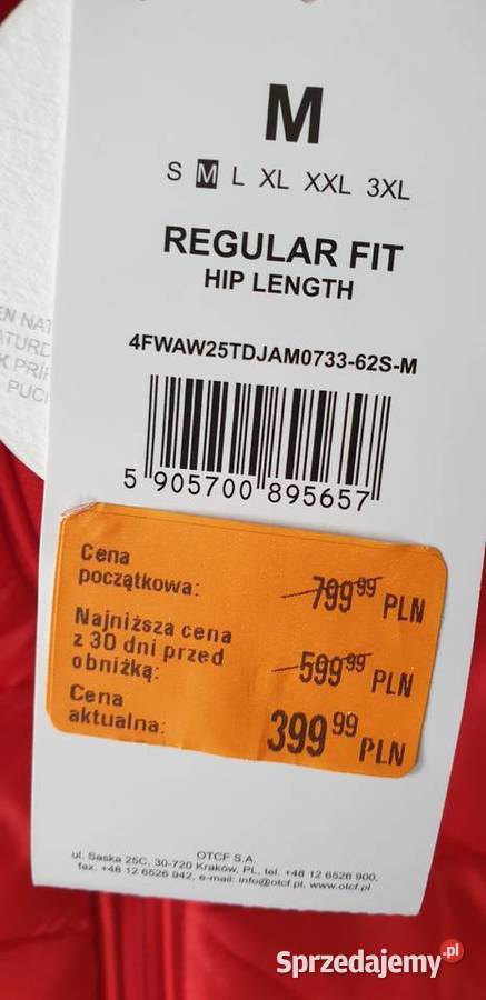 Kurtka puchowa trekkingowa z wypełnieniem Rydułtowy sprzedam