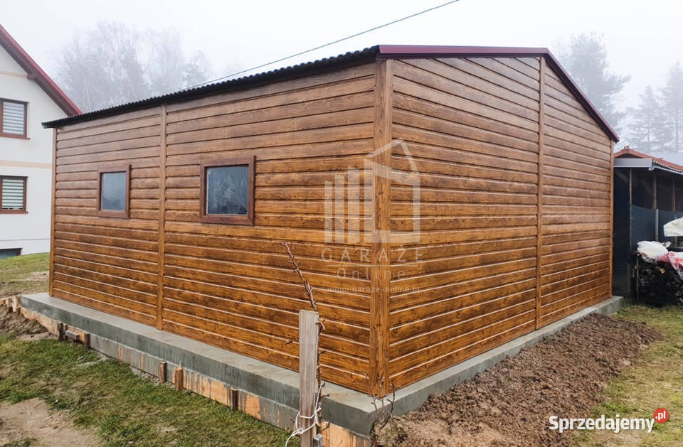 Garaż Blaszany 6x6 2x Brama drewnopodobny drzwi Kościerzyna