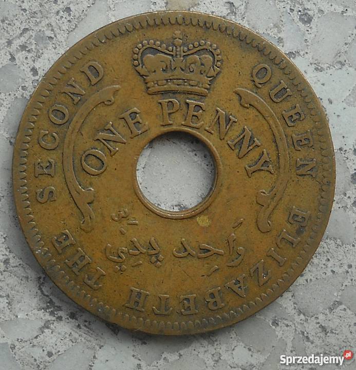 NIGERIAONE PENNY1959 r Z OTWOREM Numizmatyka Legionowo