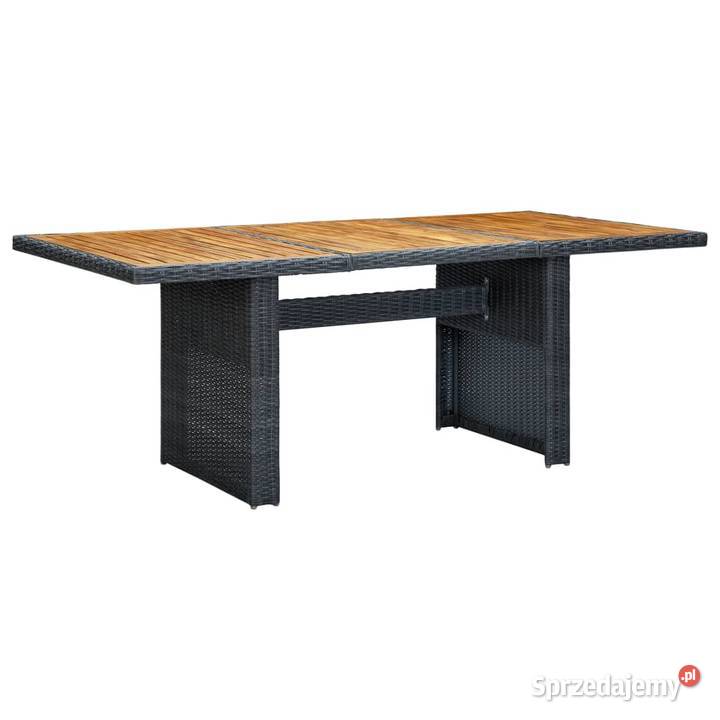 vidaXL Stół ogrodowy szary rattan PE i lite