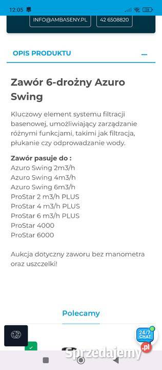 Pompa do basenu azuro 6 części Odbiór łasku