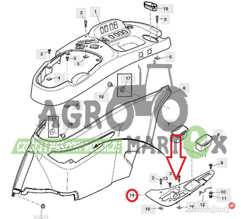 R264873 PANEL BIEGÓW 5020 JD John Deere Części zamienne Rolnictwo Wichrów