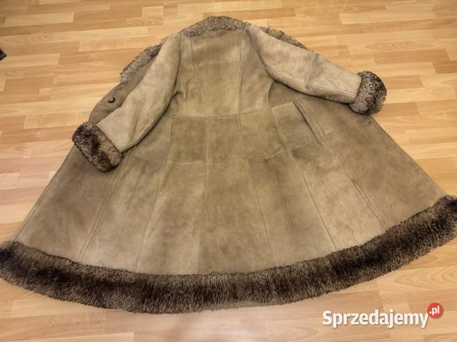 Kożuch damski SM naturalny beżowy vintage z Bez wzoru Częstochowa