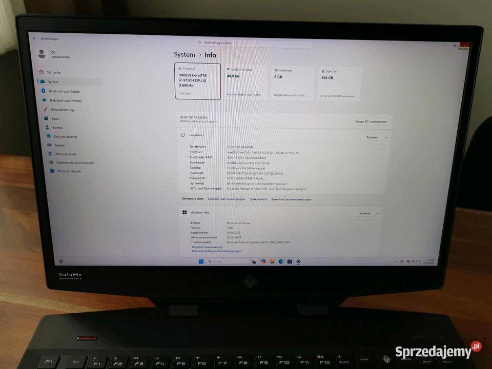 HP Omen 17 Gaming Laptop RTX 2070 i7 40 GB RAM zachodniopomorskie Szczecin