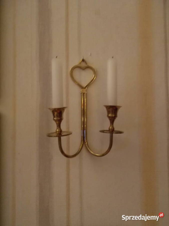 Stary Mosiężny Świecznik Wiszący z Sercem sprzedam