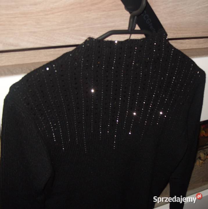 Prążkowany półgolf CCGPERFECT z cyrkoniami Swetry i golfy wielkopolskie Rawicz