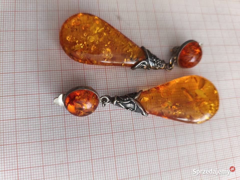 Klipsy Bursztyn Vintage Rękodzieło Białystok