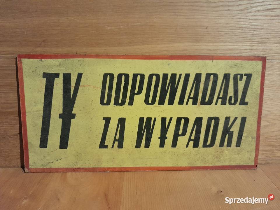 Stara tablica informacyjna BHP zabytek PRL Dąbrowa Górnicza