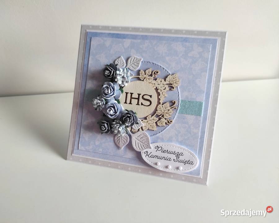 Kartka w pudełku ręcznie robiona na Komunię sprzedam