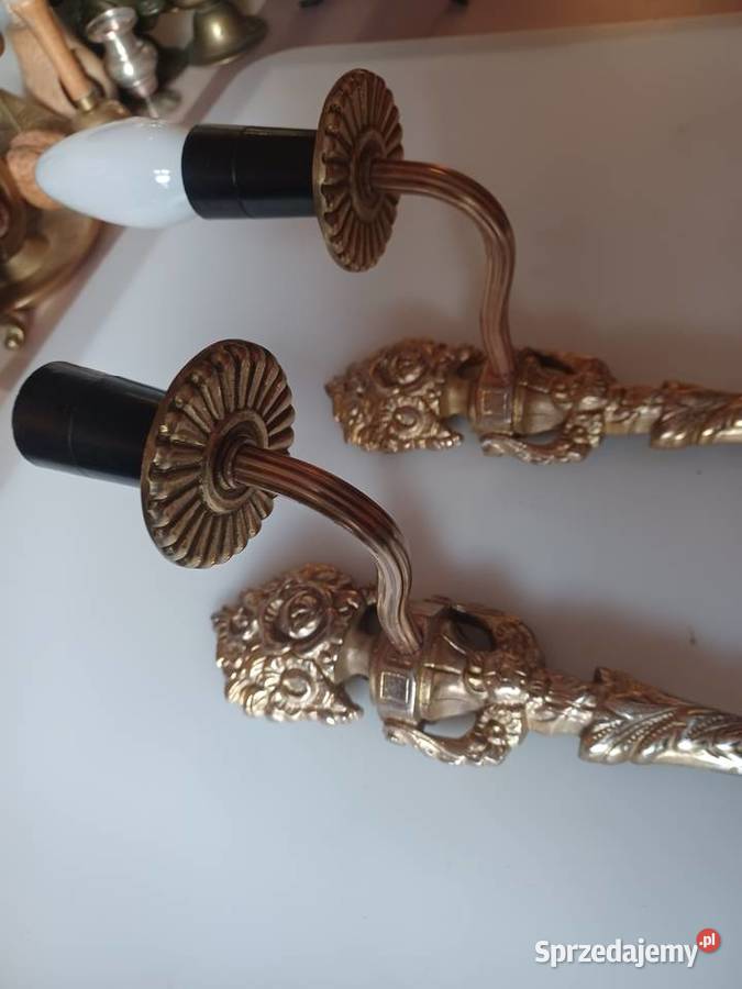 Piękne masywne mosiężne kinkiety Poznań